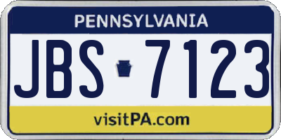 PA license plate JBS7123