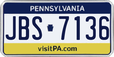 PA license plate JBS7136