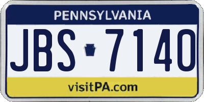 PA license plate JBS7140
