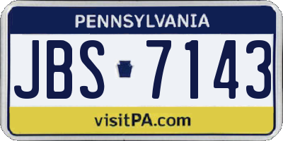 PA license plate JBS7143