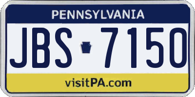 PA license plate JBS7150