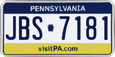 PA license plate JBS7181