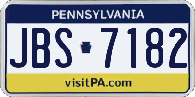 PA license plate JBS7182