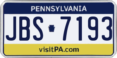 PA license plate JBS7193
