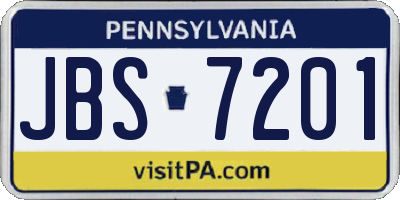 PA license plate JBS7201