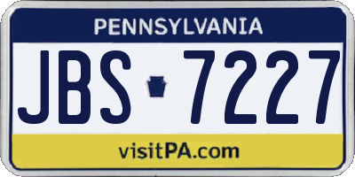 PA license plate JBS7227