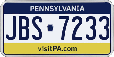 PA license plate JBS7233
