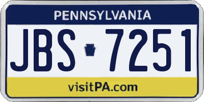 PA license plate JBS7251