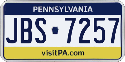 PA license plate JBS7257