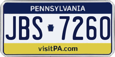 PA license plate JBS7260