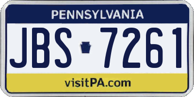 PA license plate JBS7261