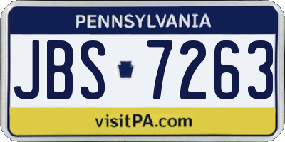 PA license plate JBS7263