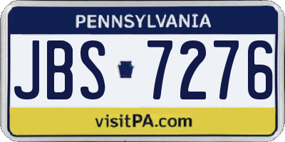 PA license plate JBS7276
