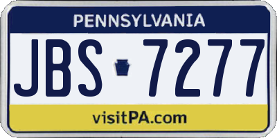 PA license plate JBS7277