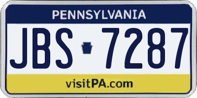PA license plate JBS7287