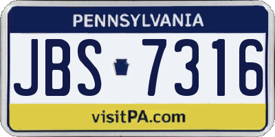 PA license plate JBS7316