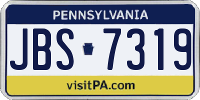 PA license plate JBS7319