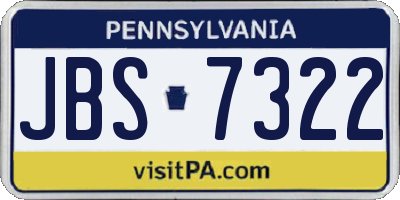 PA license plate JBS7322
