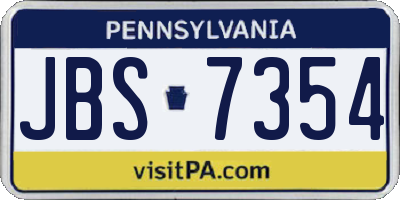 PA license plate JBS7354