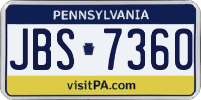 PA license plate JBS7360