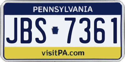 PA license plate JBS7361
