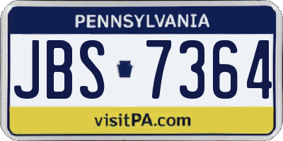 PA license plate JBS7364