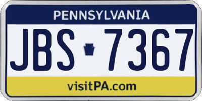 PA license plate JBS7367