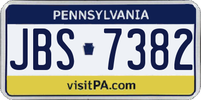 PA license plate JBS7382