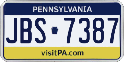 PA license plate JBS7387