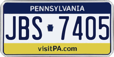 PA license plate JBS7405
