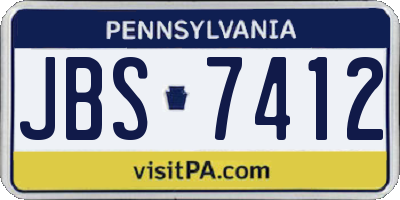 PA license plate JBS7412