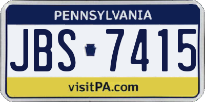 PA license plate JBS7415