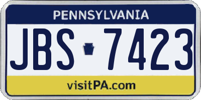 PA license plate JBS7423