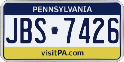 PA license plate JBS7426