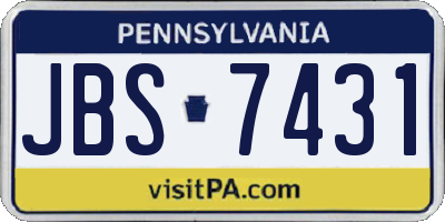PA license plate JBS7431