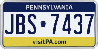 PA license plate JBS7437