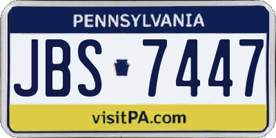 PA license plate JBS7447