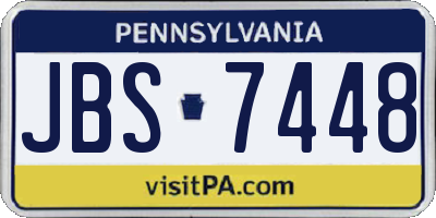PA license plate JBS7448
