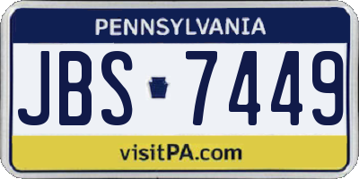 PA license plate JBS7449