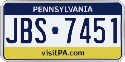 PA license plate JBS7451