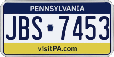 PA license plate JBS7453
