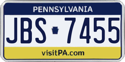 PA license plate JBS7455