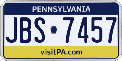 PA license plate JBS7457