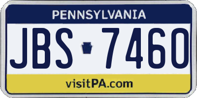 PA license plate JBS7460