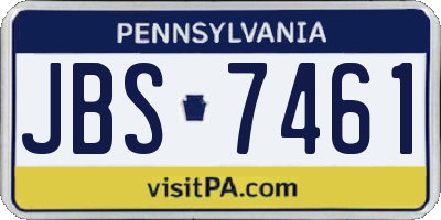 PA license plate JBS7461