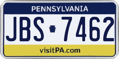 PA license plate JBS7462