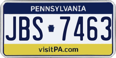 PA license plate JBS7463