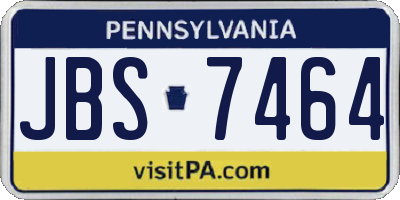 PA license plate JBS7464