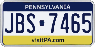 PA license plate JBS7465