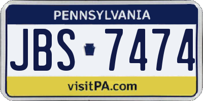 PA license plate JBS7474
